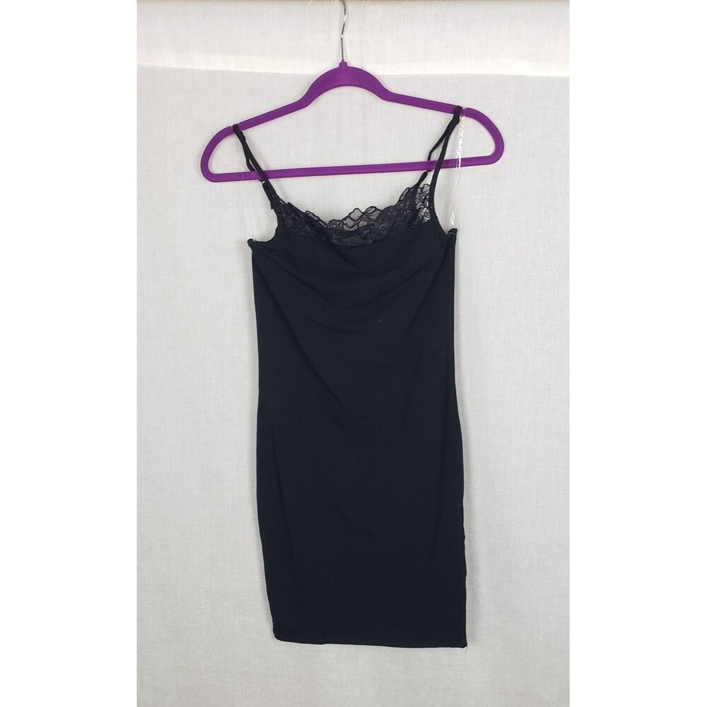 Fashion Nova Dress S Black Lace Trim Cami‎ Slip Bodycon Sexy Gothic Witchy